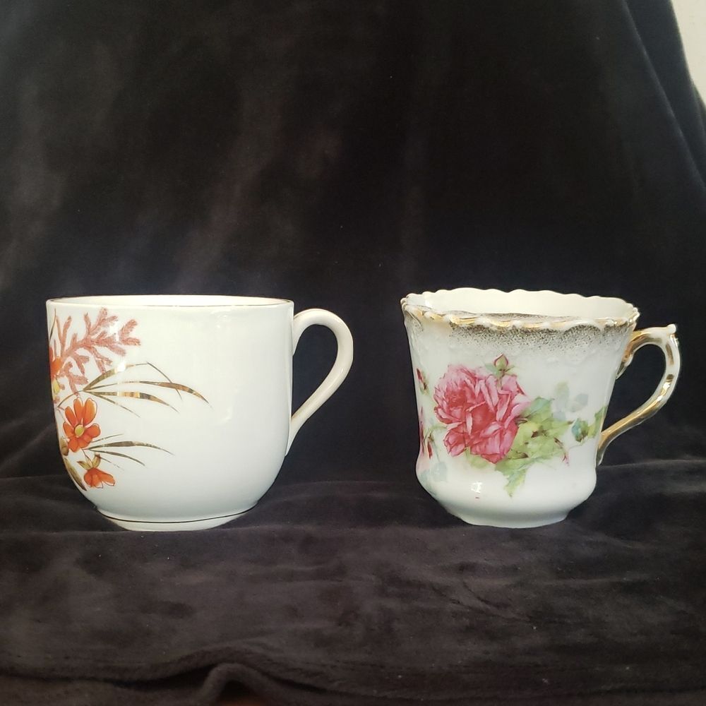 Lot of 2 Vintage Porcelain "Moustache" Coffee Cups